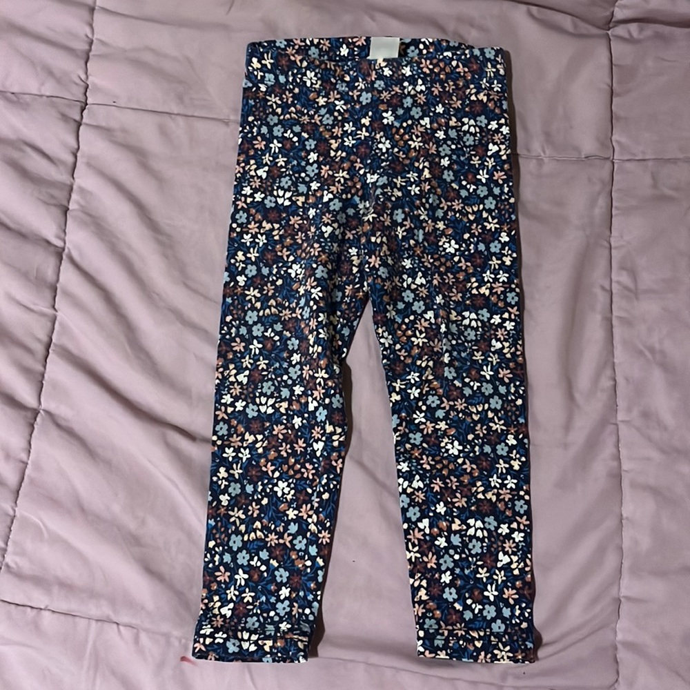 Blue Leggings w/ flowers 3T